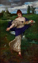 Flora, bloemen strooiend